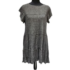 Altered State Dark Grey Tiered Ruffle Sleeve Dress 75% Rayon 25% Nylon Sz M